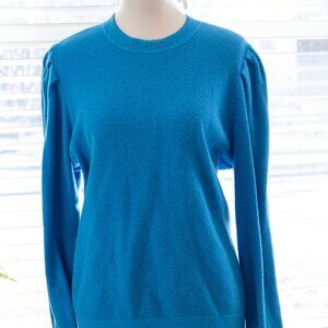 Ann Taylor Puff Shoulder Long Sleeve Turquoise Sweater Size XL